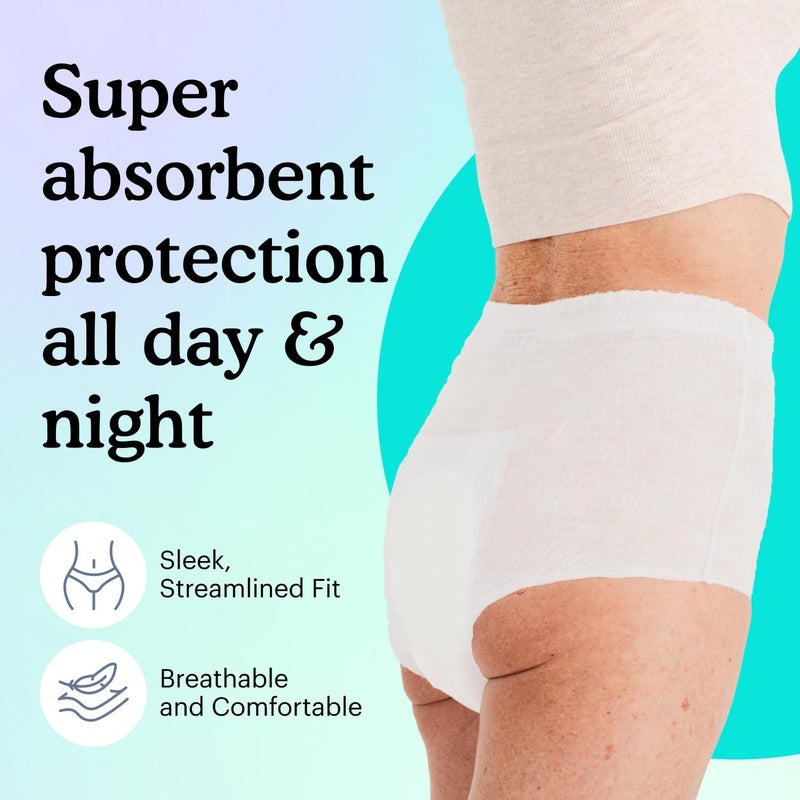 because Overnight Absorbency Pull Ups - Adult Disposable Incontinence Underwear, Extra Absorbent Nighttime Briefs for Men and Women, White, XLarge, 20 Count - Image 2